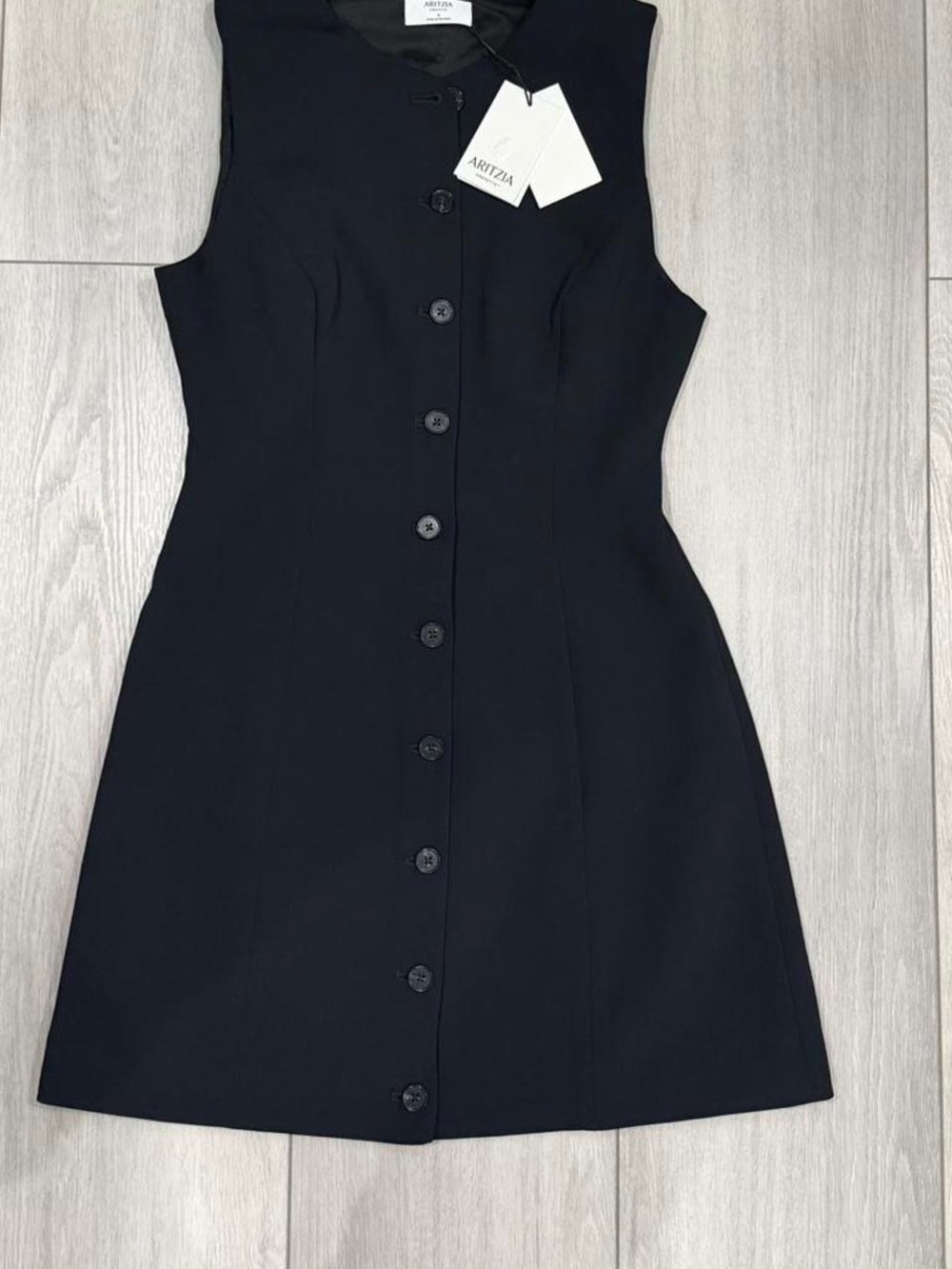 Aritzia Navy Button-Front Sleeveless Mini Dress